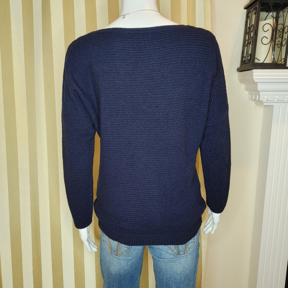 JCREW NAVY RIB-STITCH DOLMAN SWEATER, NAVY XS - Picture 6 of 11